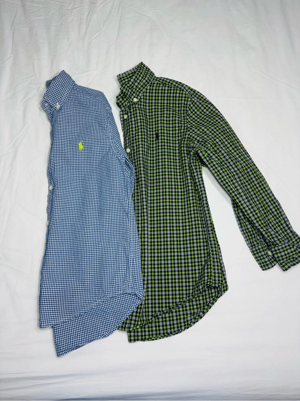 Ralph Lauren Bundle Blue Gingham & Green Plaid Button-Down Shirts